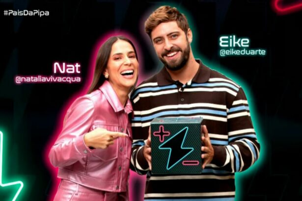 Nat e Eike Duarte na arte de divulgação do Power Couple Brasil