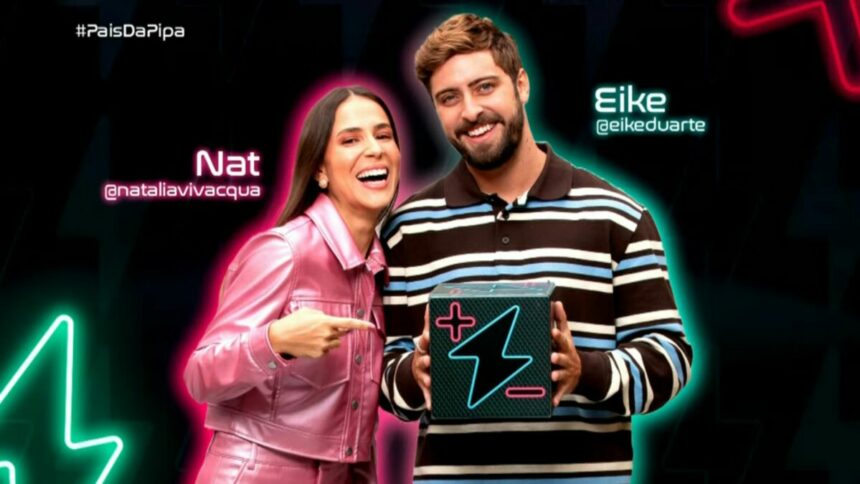 Nat e Eike Duarte na arte de divulgação do Power Couple Brasil