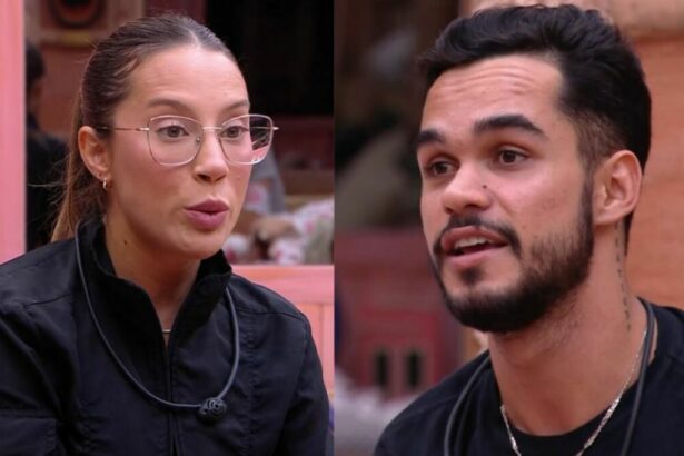 Renata e João Pedro em uma montagem no BBB 25