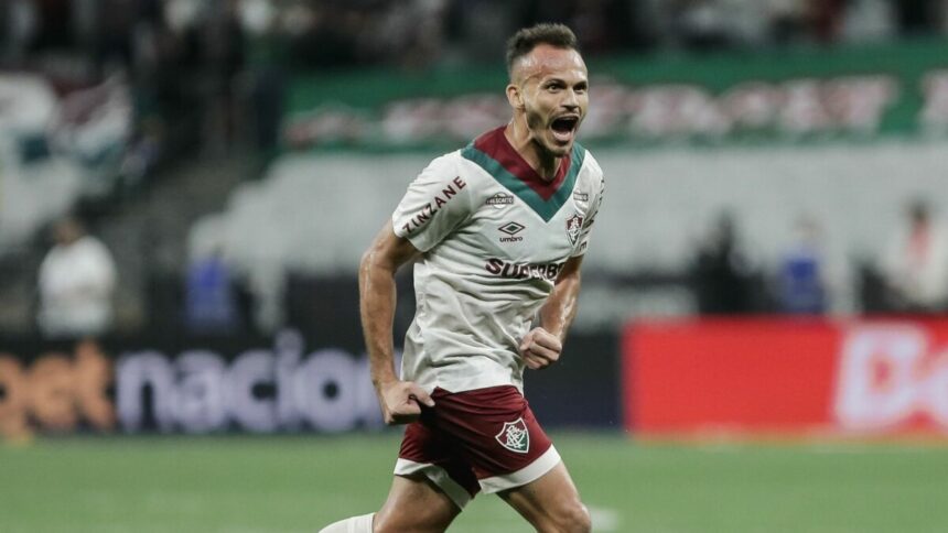 Renê comemorando gol no jogo Corinthians x Fluminense