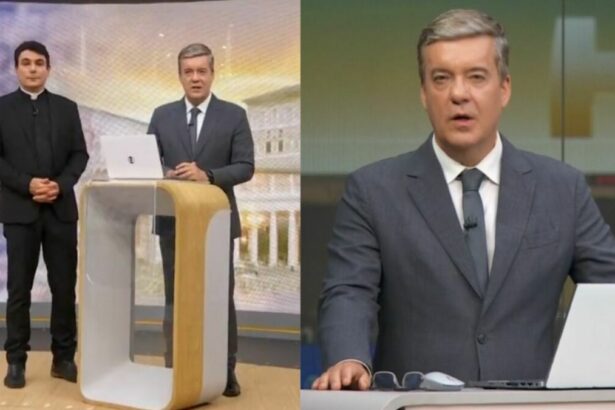 Roberto Kovalick em uma montagem no Hora 1 e JH