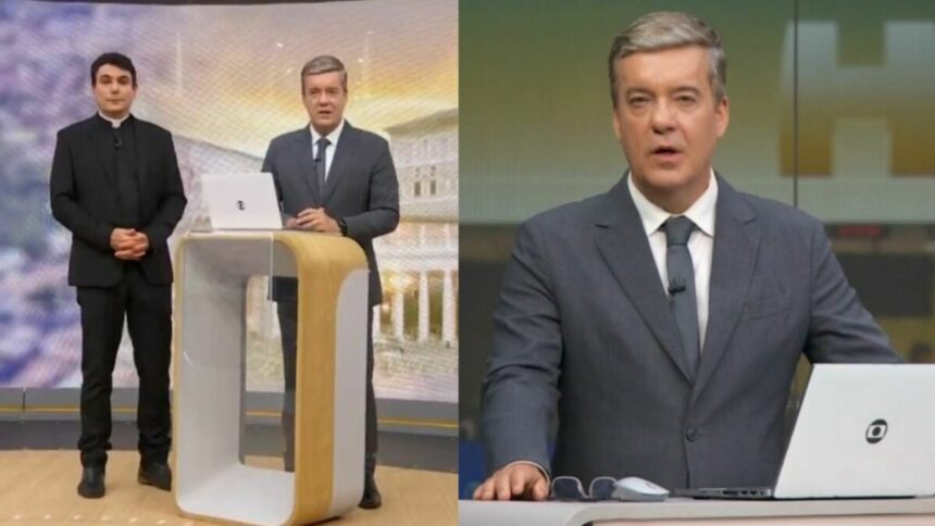 Roberto Kovalick em uma montagem no Hora 1 e JH