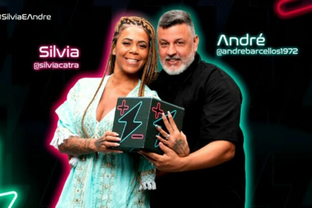 Silvia Catra e André na arte de divulgação do Power Couple Brasil