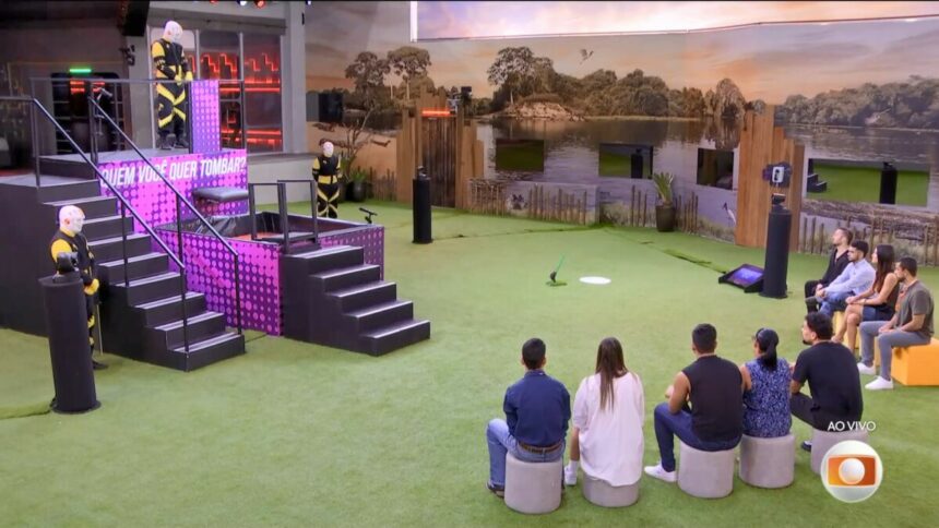 Trecho do Sincerão, com todos no gramado do BBB 25