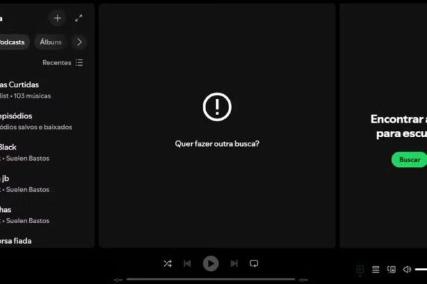 Tela do player web do Spotify fora do ar