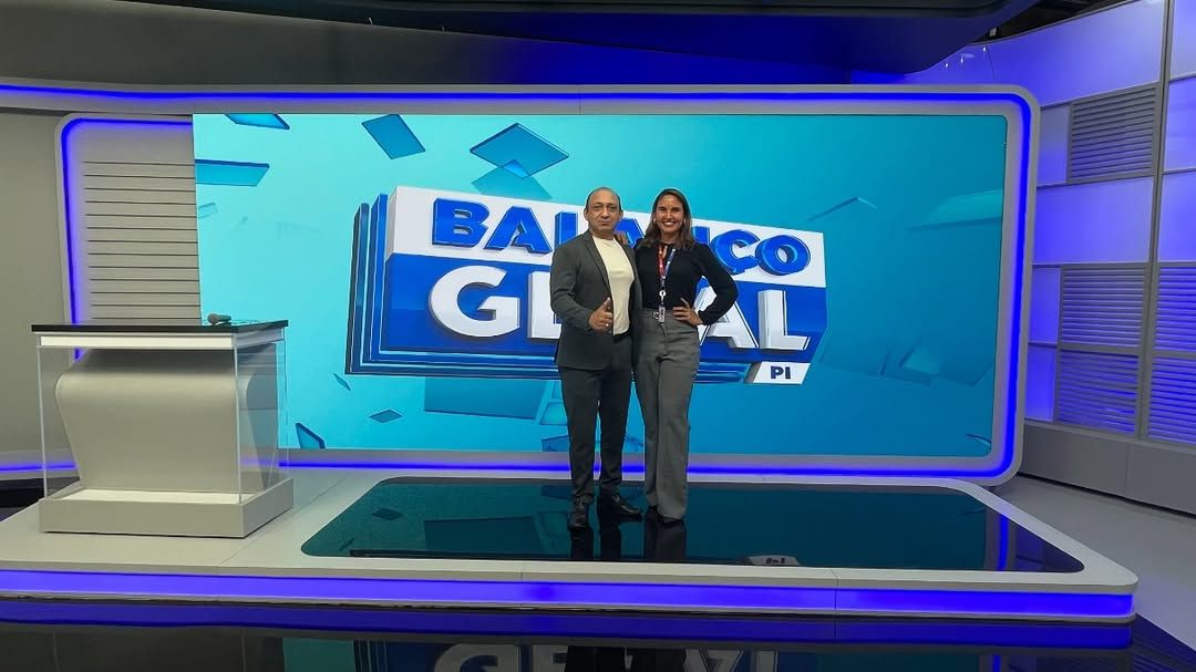 Novo cenário do Balanço Geral PI  com leds azuis na TV Antena 10