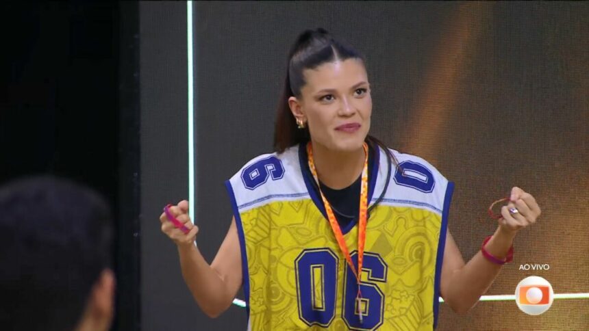 Vitória Strada em trecho da Prova do Líder no BBB 25