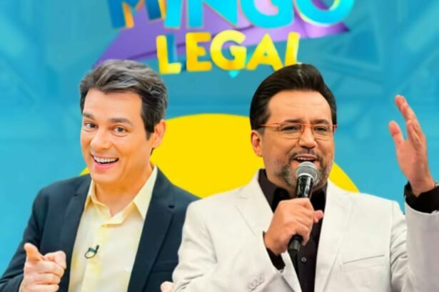 Celso Portiolli ao lado de Geraldo Luís em arte de divulgação do Domingo Legal