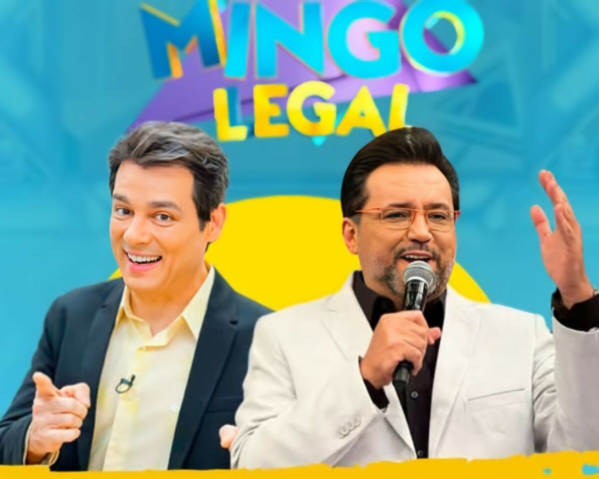 Celso Portiolli ao lado de Geraldo Luís em arte de divulgação do Domingo Legal