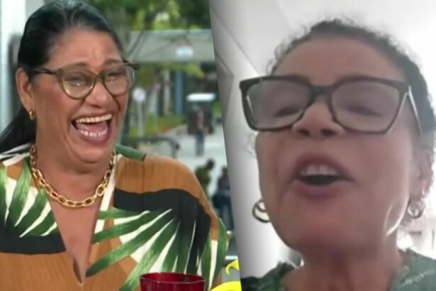 Joselma sorrir ao dividi tela com Vilma ao vivo no Mais Você