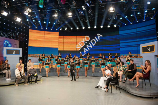 Bailarinas no palco do Domingão especial 60 anos da TV Globo