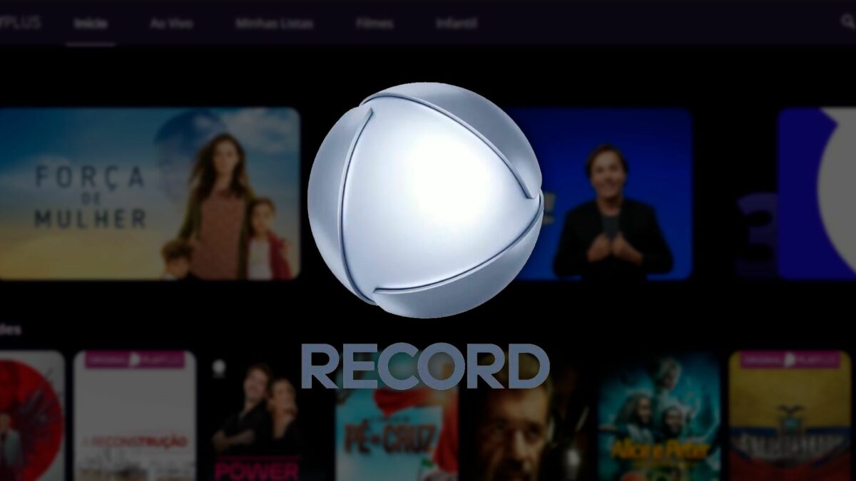 Logo da RECORD em cima de uma tela do streaming