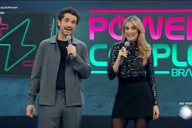 Felipe Andreoli e Rafa Brites vestem look dourado na noite da formação da 2ª DR do Power Couple