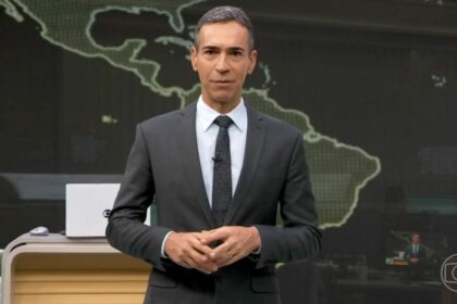 Cesar Tralli no cenário do Jornal Hoje