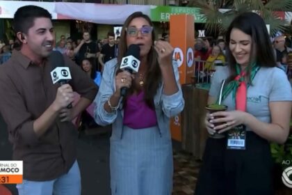 Cristina Ranzolin, Marco Matos e convidada em trecho do Jornal do Almoço
