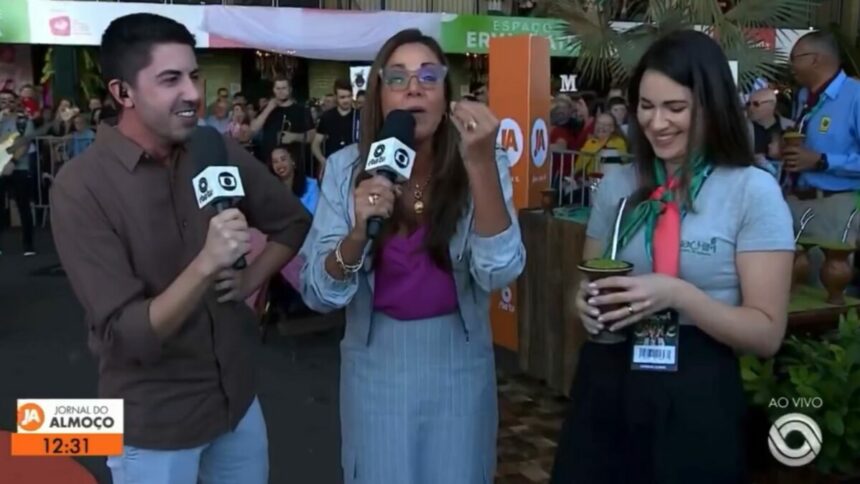 Cristina Ranzolin, Marco Matos e convidada em trecho do Jornal do Almoço
