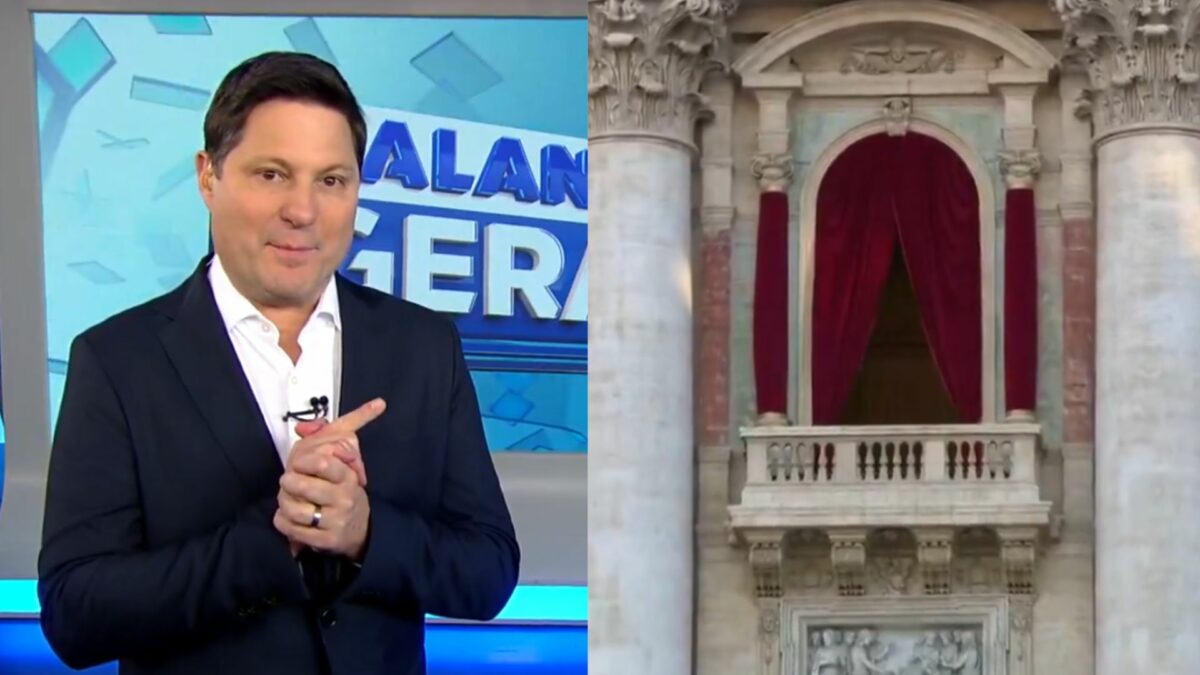 Eleandro Passaia em montagem com Basílica de São Paulo informando a escolha do Papa
