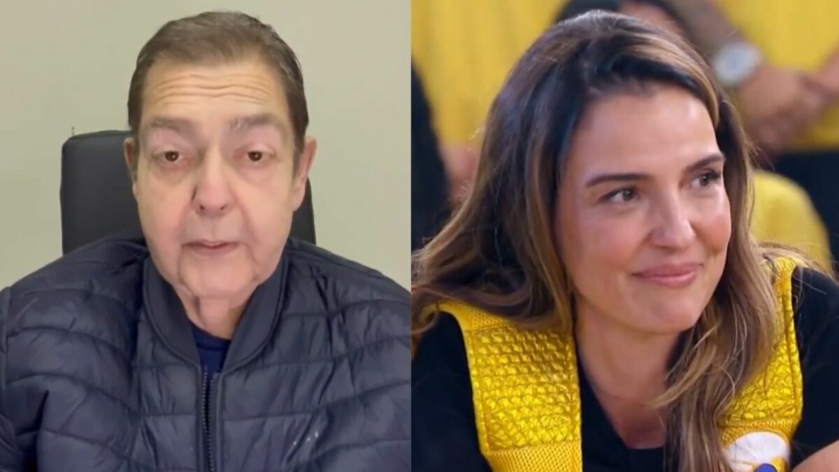 Faustão e Luciana Cardoso em trecho de participação no Domingo Legal