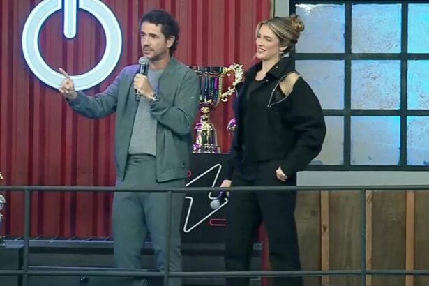 Felipe Androeli e Rafa Brites em trecho da Prova dos Casais no Power Couple