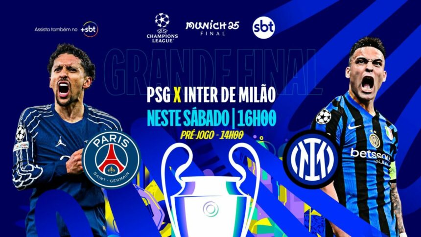 Arte com logo do PSG e do Inter de Milão
