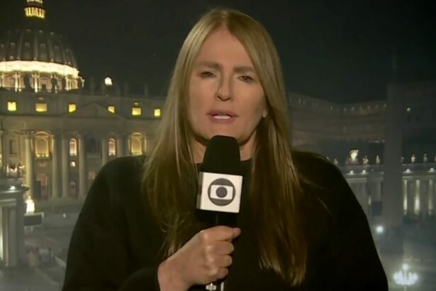 Ilze Scamparini em trecho de reportagem ao Jornal Nacional no Vaticano