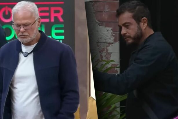 Kadu Moliterno e Dhomini em uma montagem, com trechos da treta no Power Couple