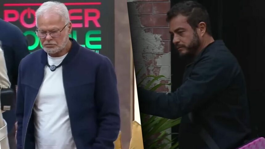 Kadu Moliterno e Dhomini em uma montagem, com trechos da treta no Power Couple