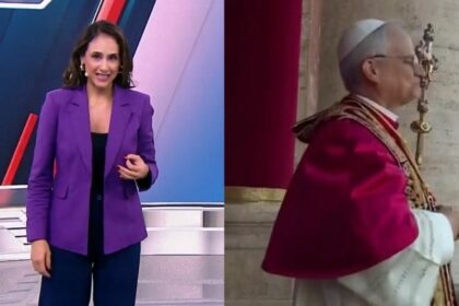 Livia Zanolini e Papa Leão XIV em uma montagem
