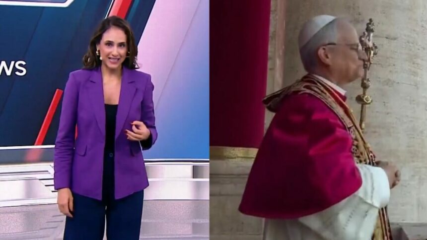 Livia Zanolini e Papa Leão XIV em uma montagem
