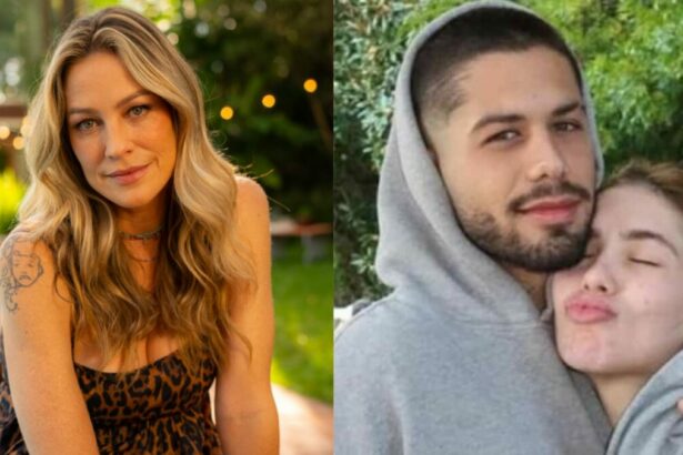 Luana Piovani em uma montagem com Virginia e Zé Felipe se abraçando