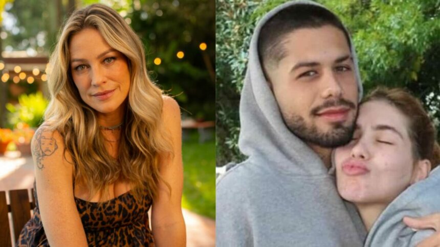 Luana Piovani em uma montagem com Virginia e Zé Felipe se abraçando