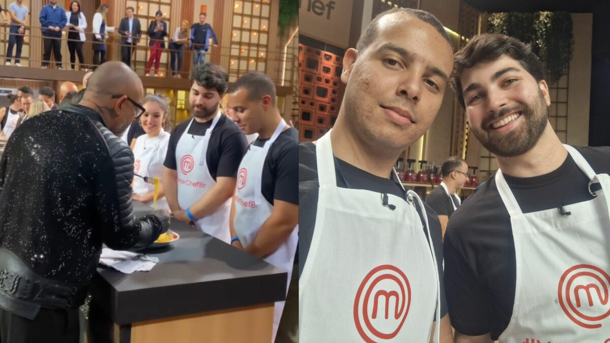 Matheus Canil e Marcos Souza na Cozinha no Master Chef e sendo avaliado pelos jurados