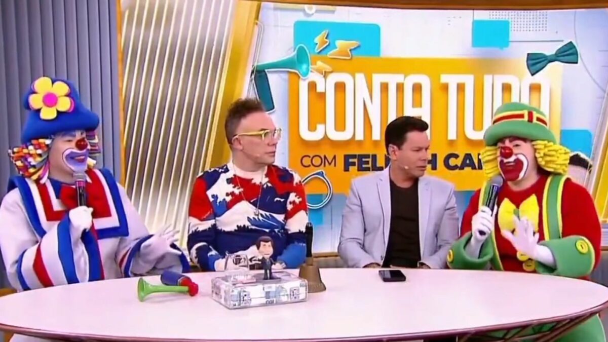 Patati, Patatá, Felipeh Campos e Marcão do Povo na bancada do Primeiro Impacto