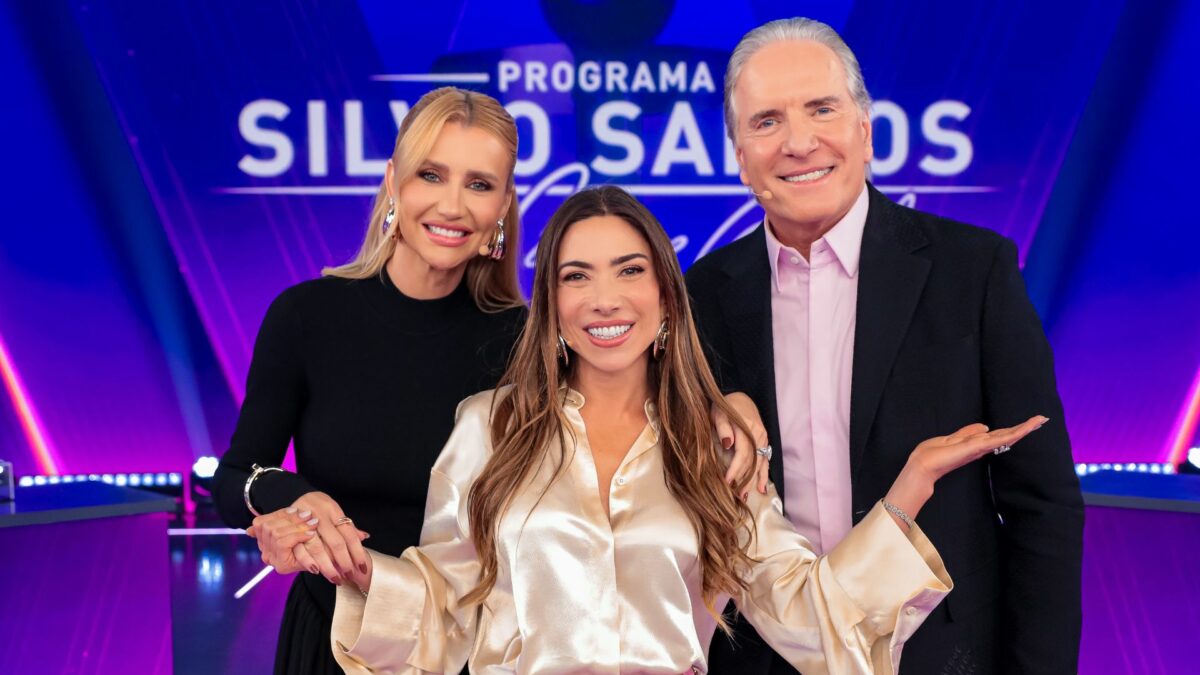 Roberto Justus e Ana Paula Siebert, ao lado de Patricia Abravanel, no Programa Silvio Santos