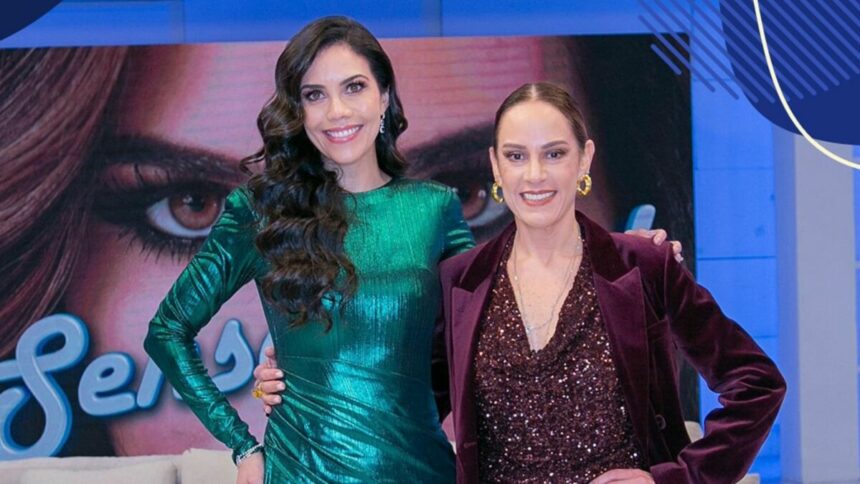 Silvia Abravanel e Daniela Albuquerque em foto posada no estúdio do Sensacional