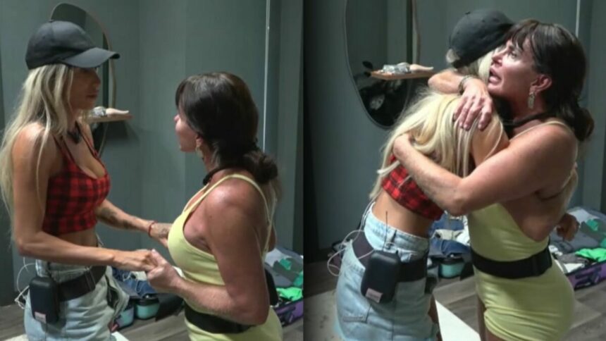 Tali segura nas mãos de Gretchene depois abraça a cantora no quarto do Power Couple Brasil 7