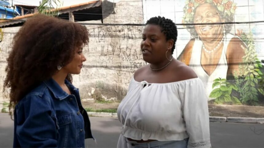 Valéria Almeida em trecho do programa Paulistar no Grajaú