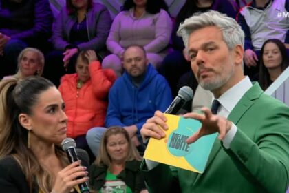 Wanessa Camargo e Otaviano Costa no cenário do Melhor da Noite