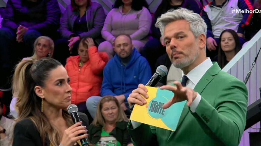 Wanessa Camargo e Otaviano Costa no cenário do Melhor da Noite