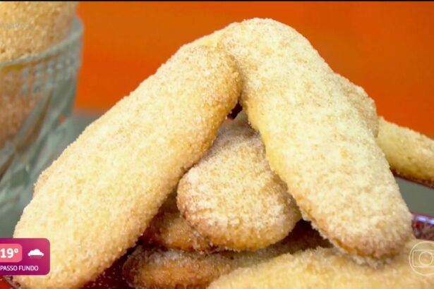 Biscoito champanhe caseiro no cenário do Mais Você
