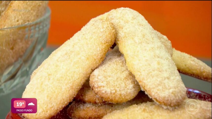 Biscoito champanhe caseiro no cenário do Mais Você