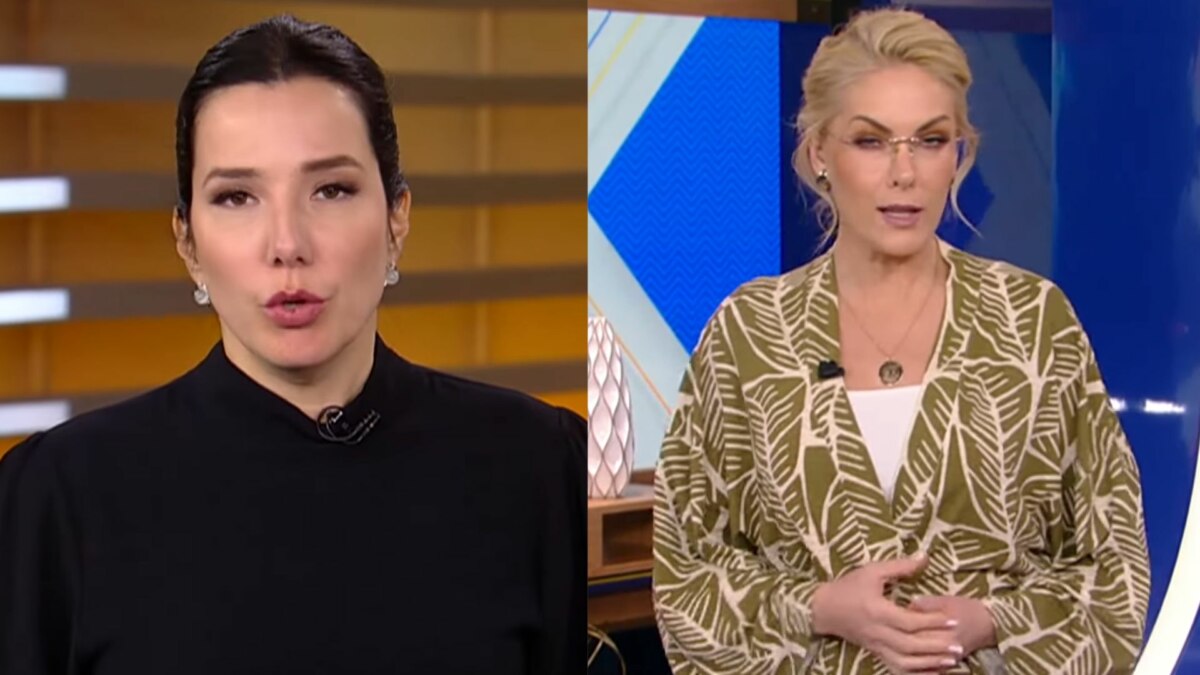 Adriana Perroni, no Fala Brasil, e Ana Hickmann, no Hoje em Dia, em uma montagem