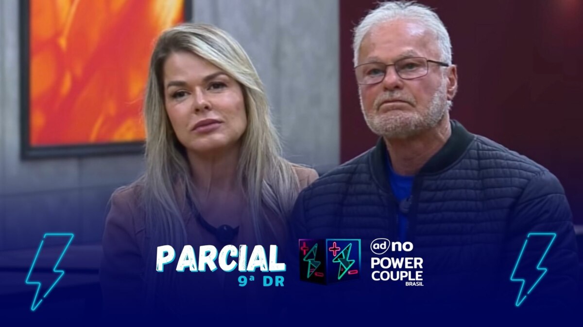 Cris e Kadu na arte de Parcial da Enquete do Power Couple