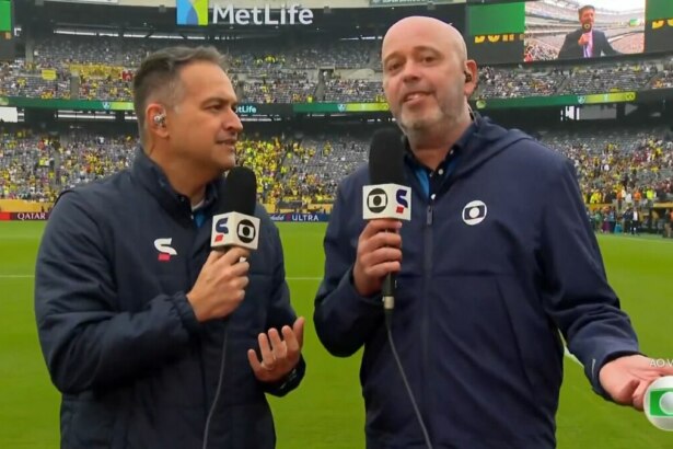 Edson Viana e Alex Escobar em trecho da transmissão da Copa do Mundo de Clubes na TV Globo