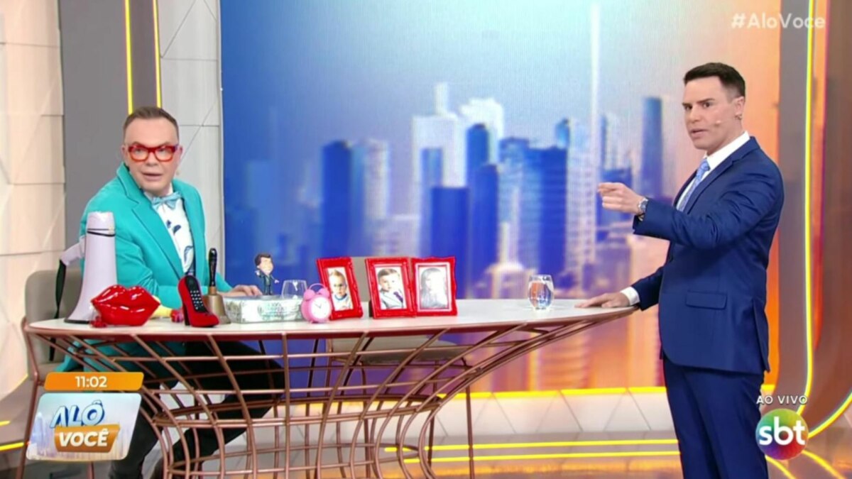 Felipeh Campos e Luiz Bacci em trecho do programa Alô Você