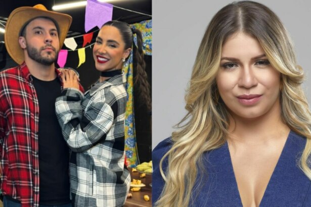 Gabriela Versiani, Murilo Huff e marília mendonça em uma montagem