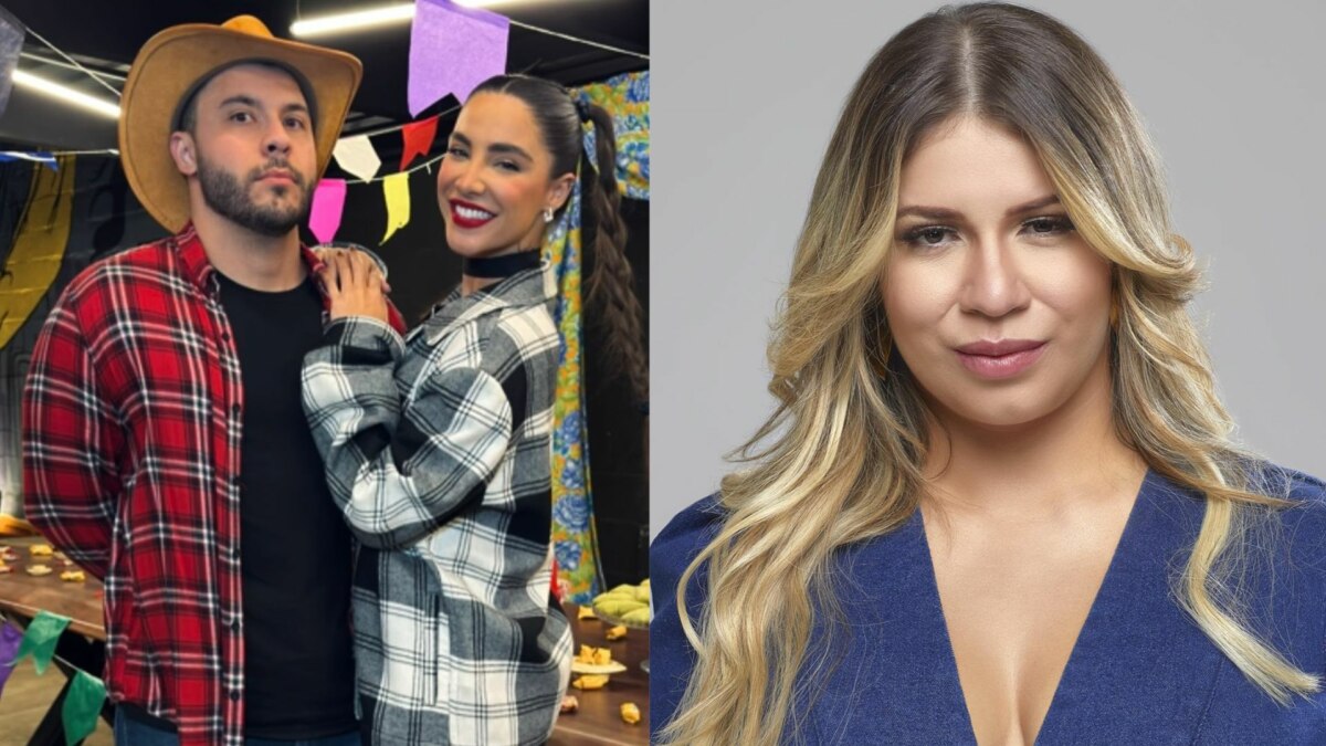 Gabriela Versiani, Murilo Huff e marília mendonça em uma montagem