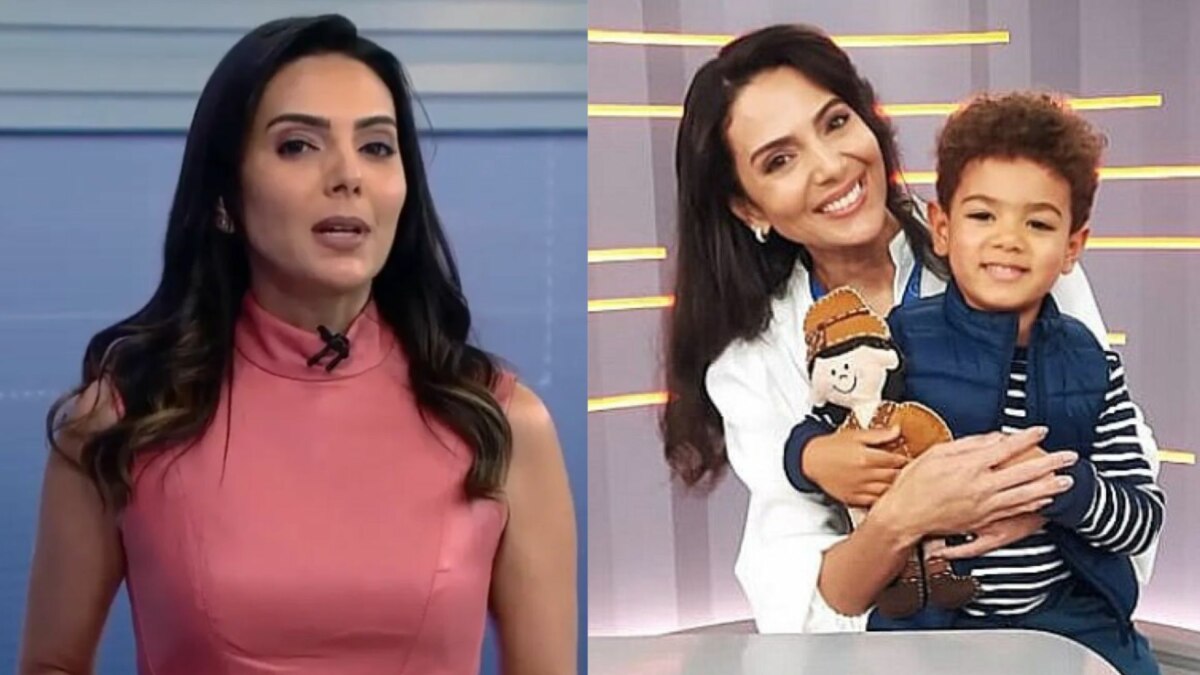 Mara Pinheiro em foto posada ao lado filho no cenário do MG2