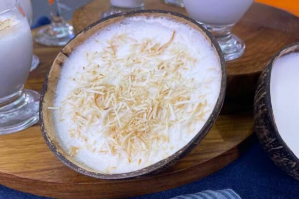 Mousse de coco em trecho de receita do Mais Você