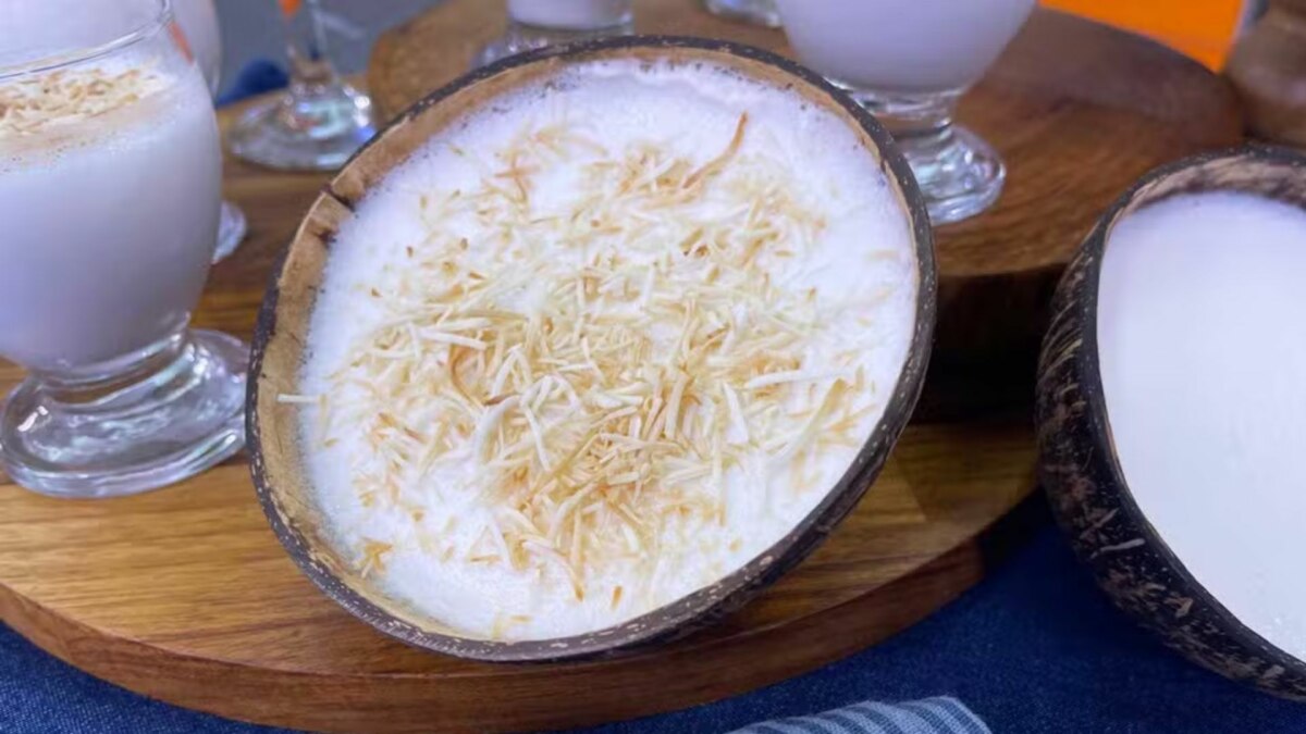Mousse de coco em trecho de receita do Mais Você